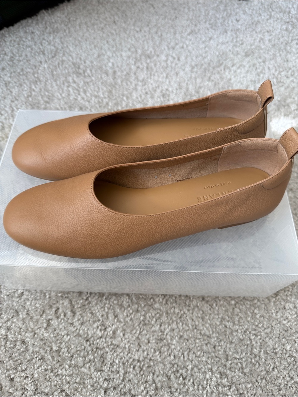 Everlane Caramel Leather Ballet Flats THE DAY GLOVE
